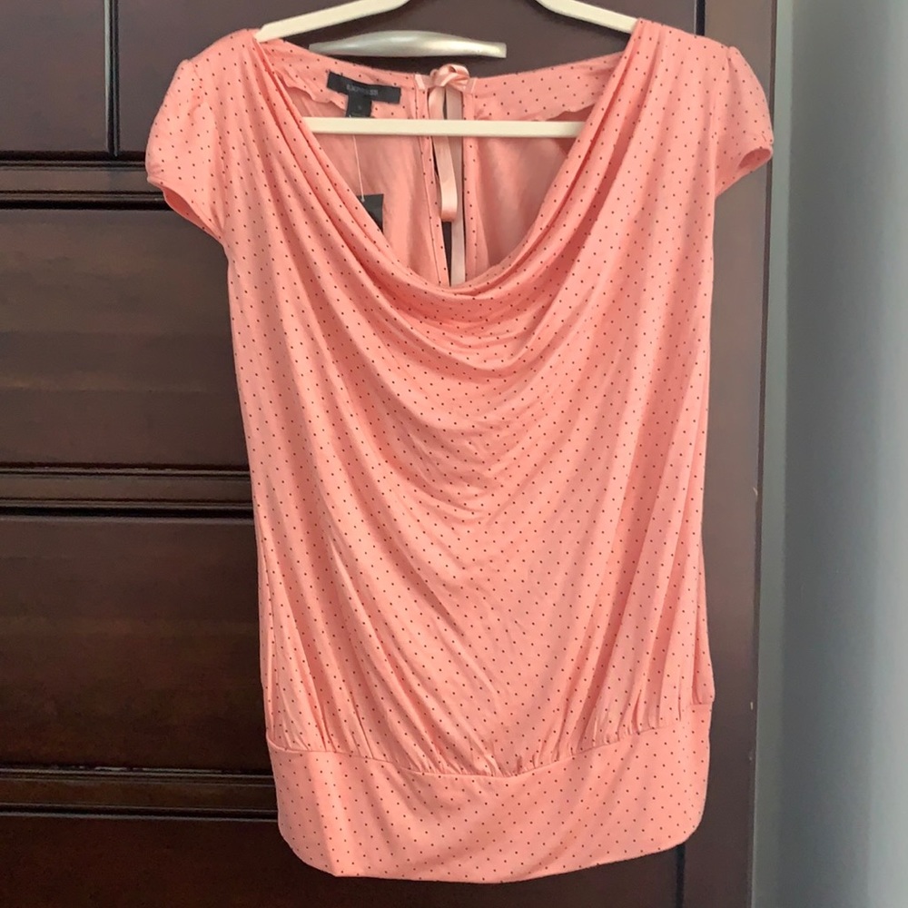 Express drapey shirt with open ribbon tie back